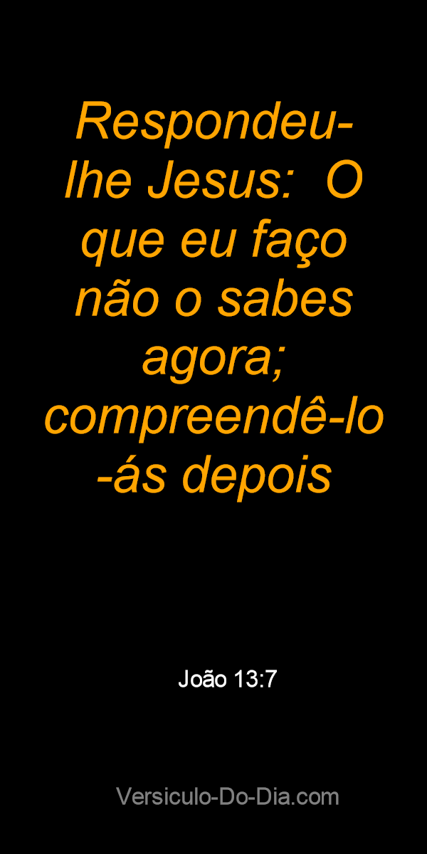 João 13:7 - O que faço agora você não sabe, mais tarde você entenderá -  Bíblia